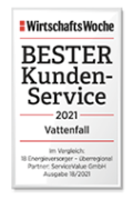 Siegel Wirtschaftswoche Bester Kunden-Service Vattenfall