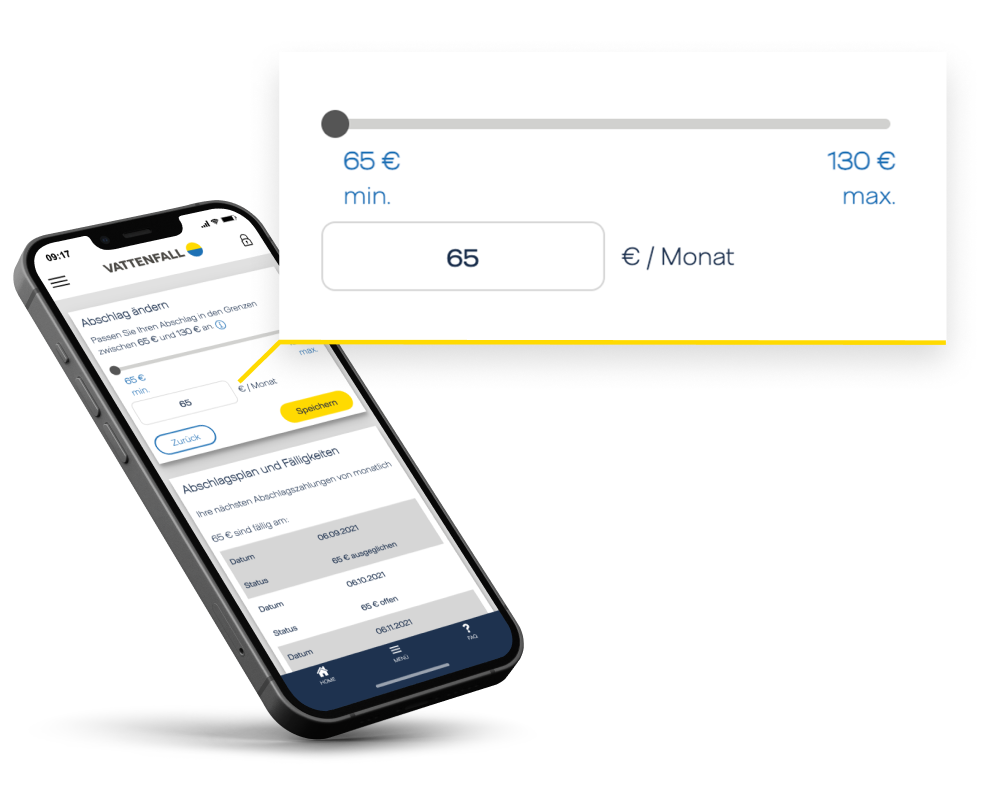 Abschlag in der App ändern